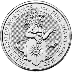 UK QB Silver White Lion 2 oz 2020